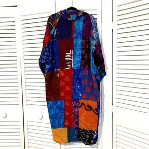 Hippie Boho Patchwork ResortWear Colorful Tie Dye Kimono One Size Flowy Festival